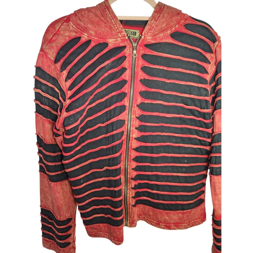 ART STUDIO PRODUCE vintage /distressed Y2K zip up hoodie/ size Medium